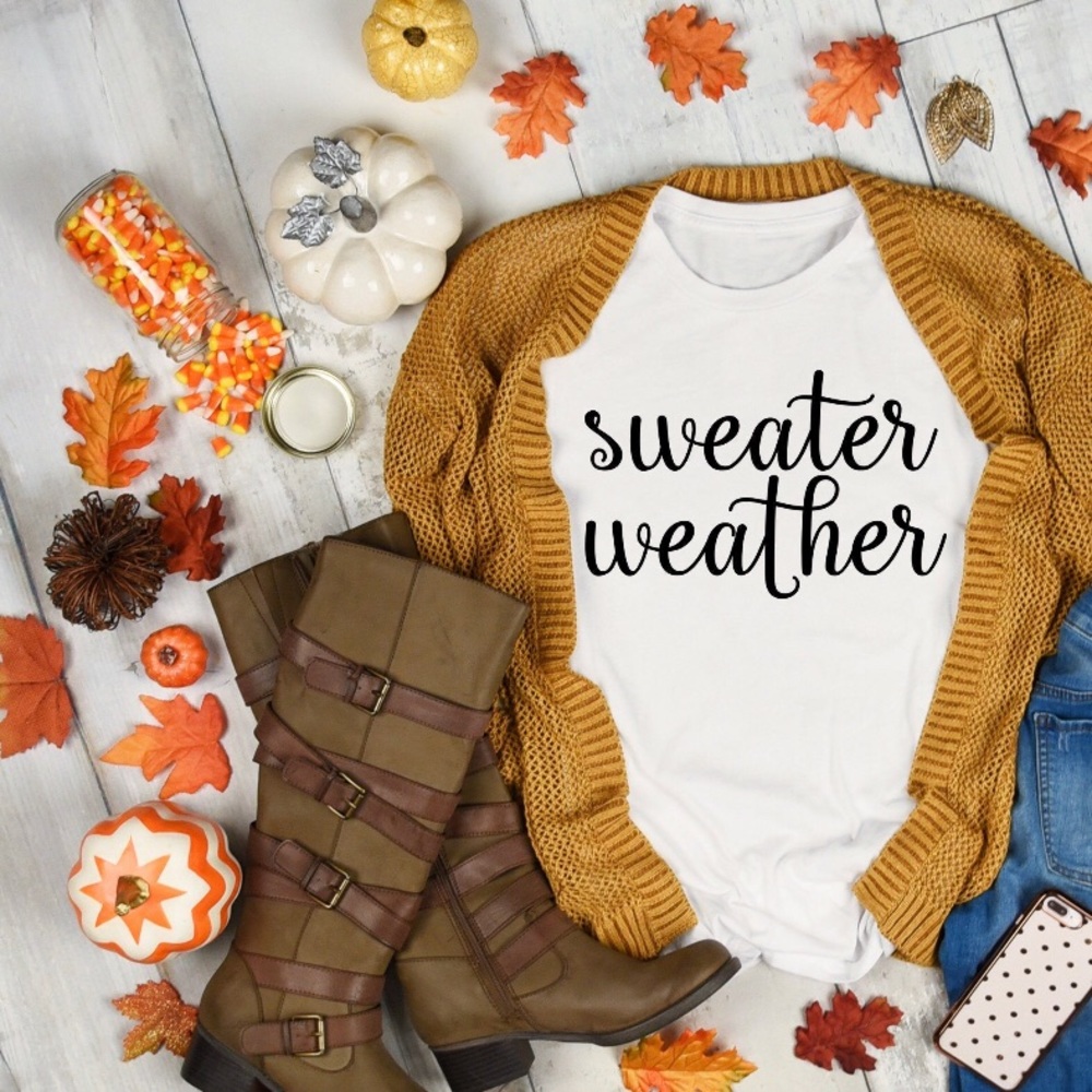 Sweater weather graphic T-shirt’s